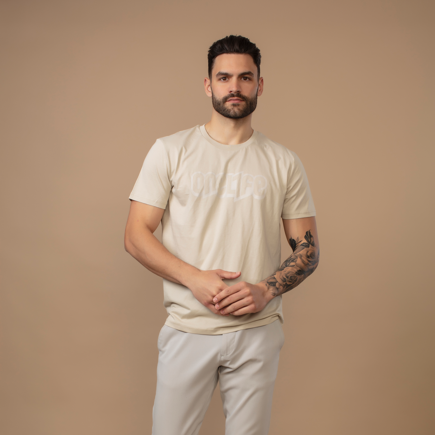 OneLife Classics Essential T-Shirt in Pure Sand