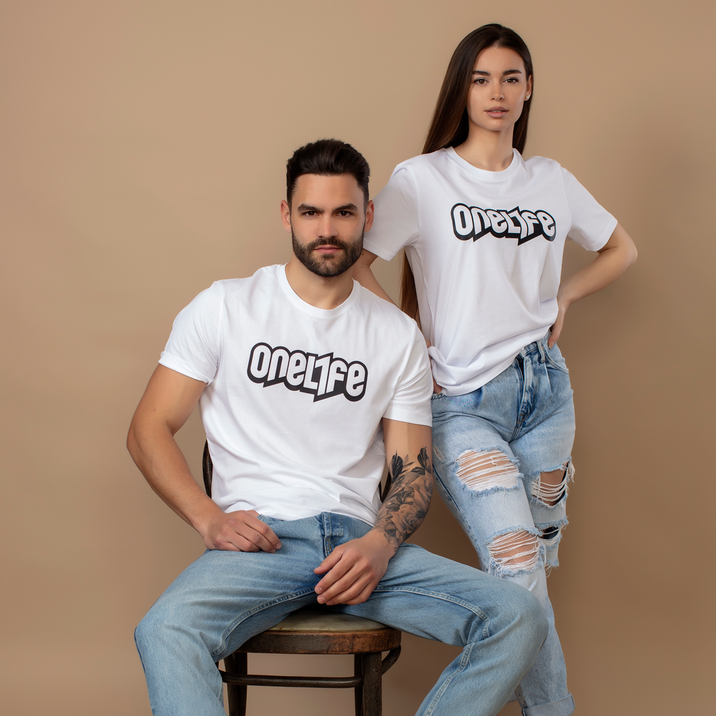 OneLife Classics Essential T-Shirt in White Black