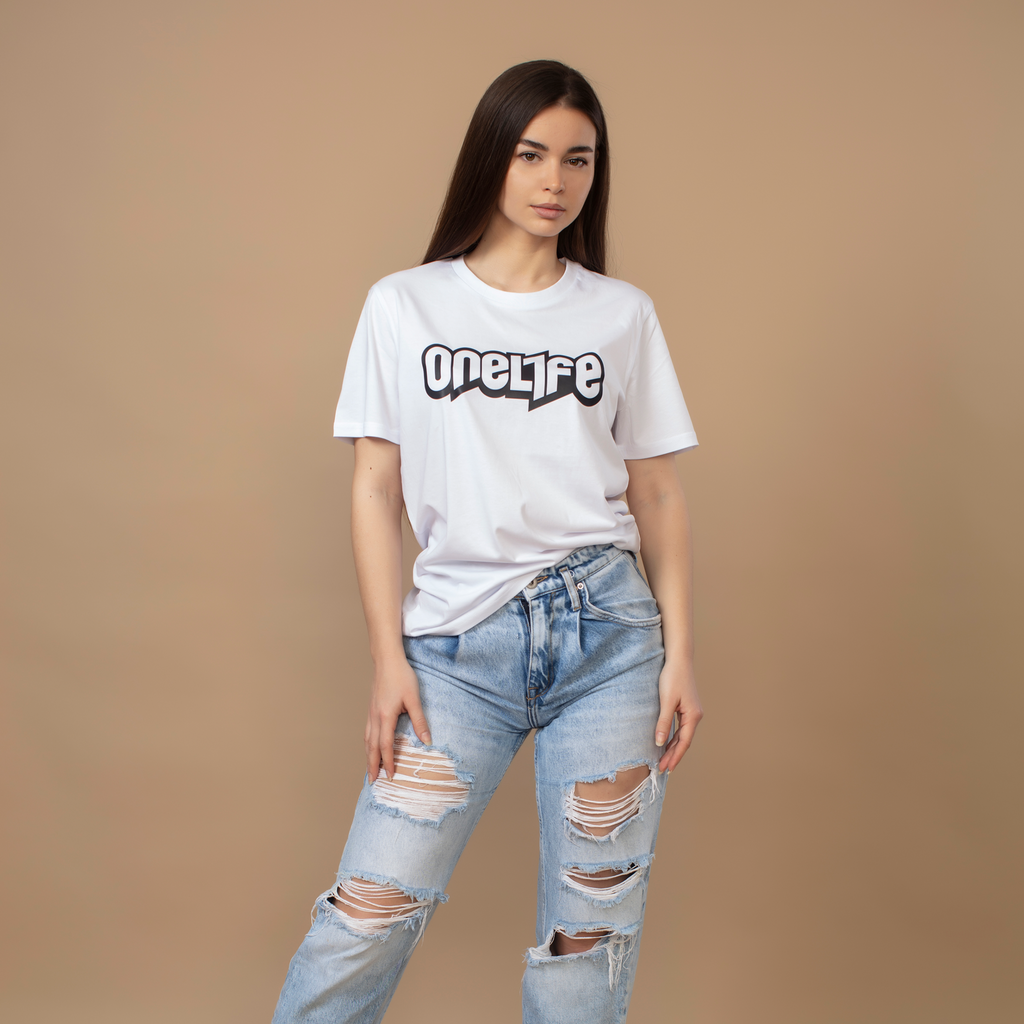 OneLife Classics Essential T-Shirt in White Black