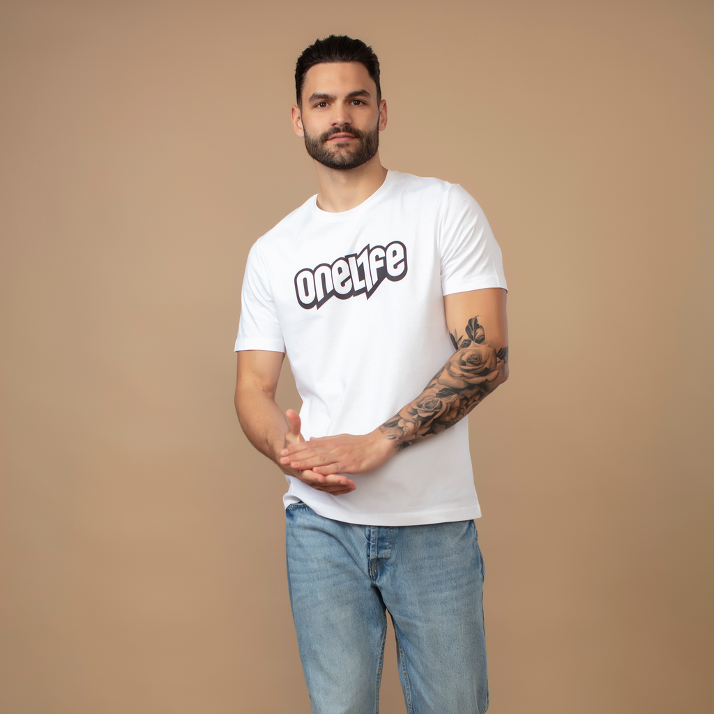 OneLife Classics Essential T-Shirt in White Black