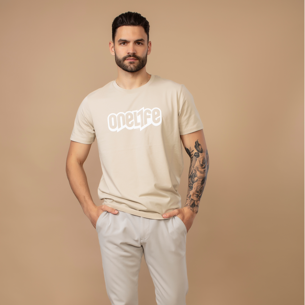 OneLife Classics Essential T-Shirt in Sand White