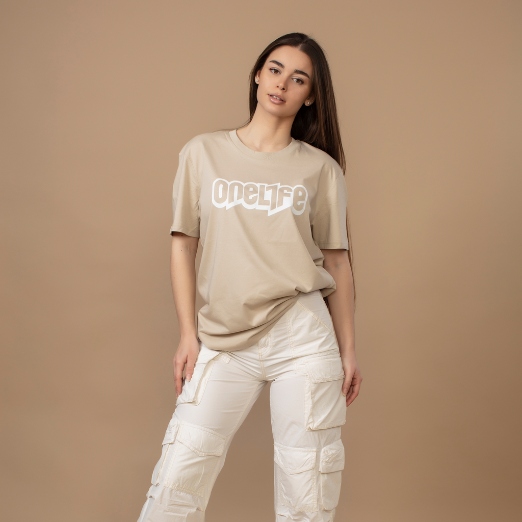 OneLife Classics Essential T-Shirt in Sand White