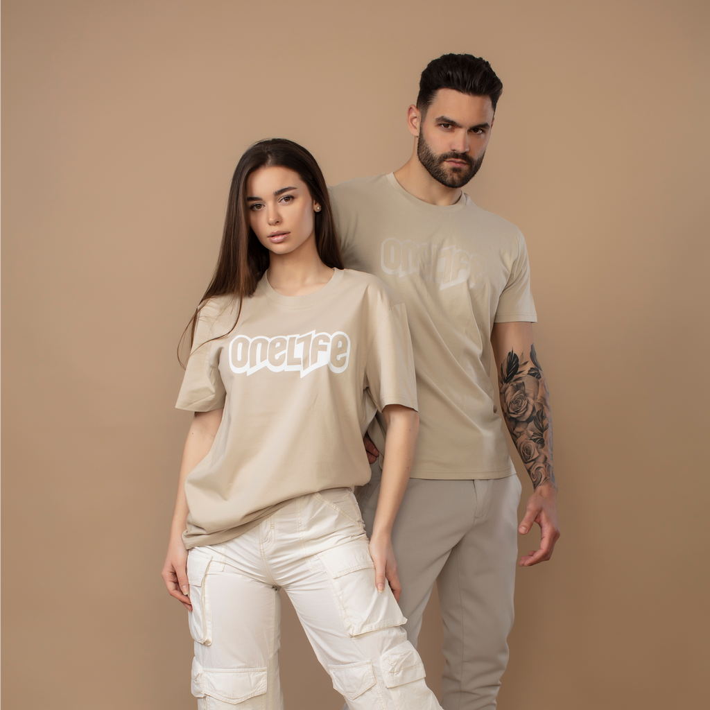 OneLife Classics Essential T-Shirt in Sand White